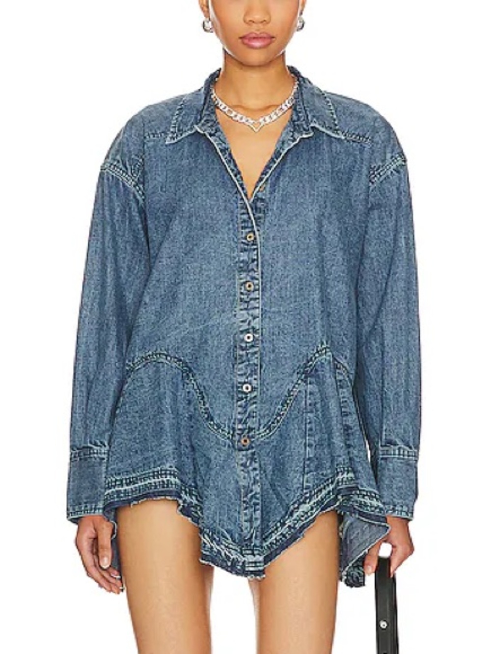 Free People We The Free Medium Indigo Wash Freya Denim tunic Small 57155